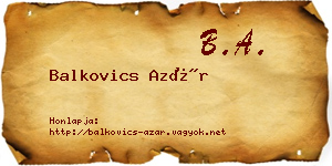 Balkovics Azár névjegykártya